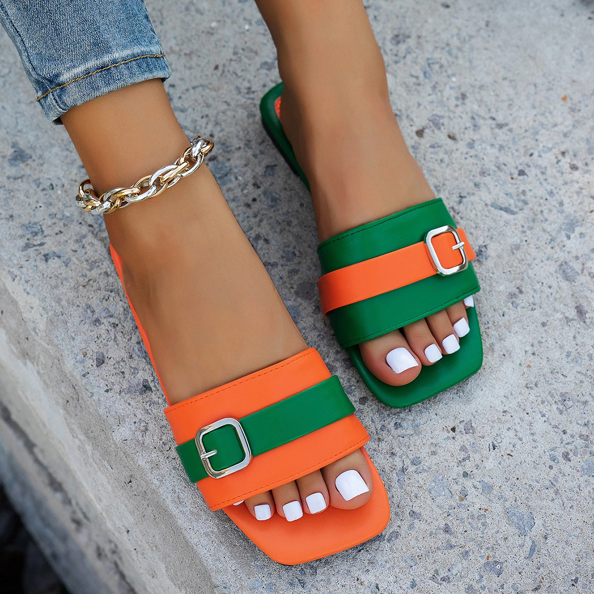 Women Slippers Summer Fashion Outdoor Beach Slippers Outdoor Casual Flats Shoes Trend Lightweight Sandals Daily Slides Women