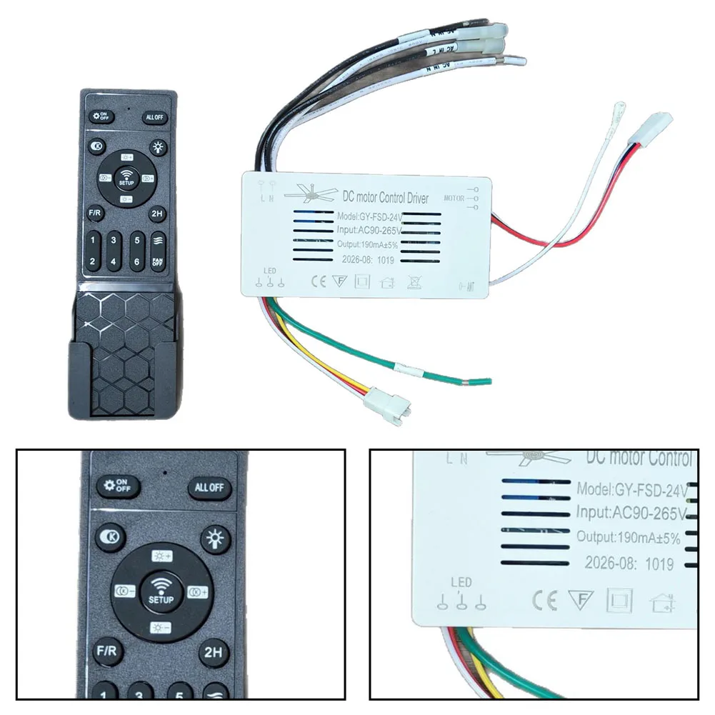 Ceiling Fan Light Remote Control DC Inverter 6-Speeds Control 110V Stepless Dimming Controller For Retractable Ceiling Fan