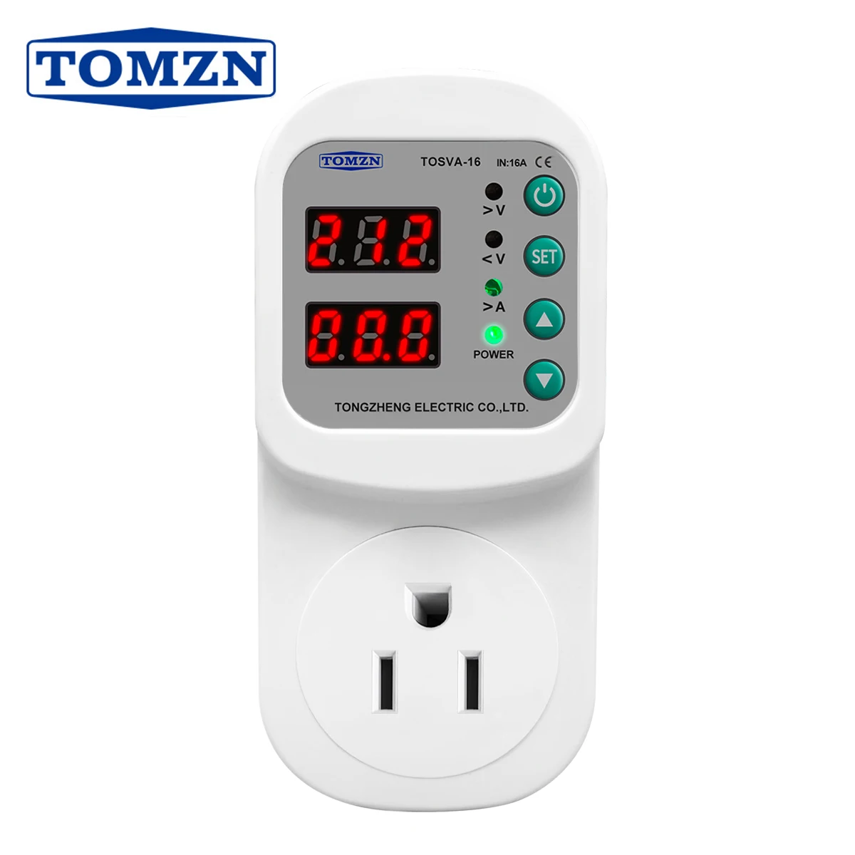 

US Plug SocketTOMZN TOSVA-16 Automatic Voltage current Protector Socket AC 110V 220V Adjustable 16A Power Surge Protector
