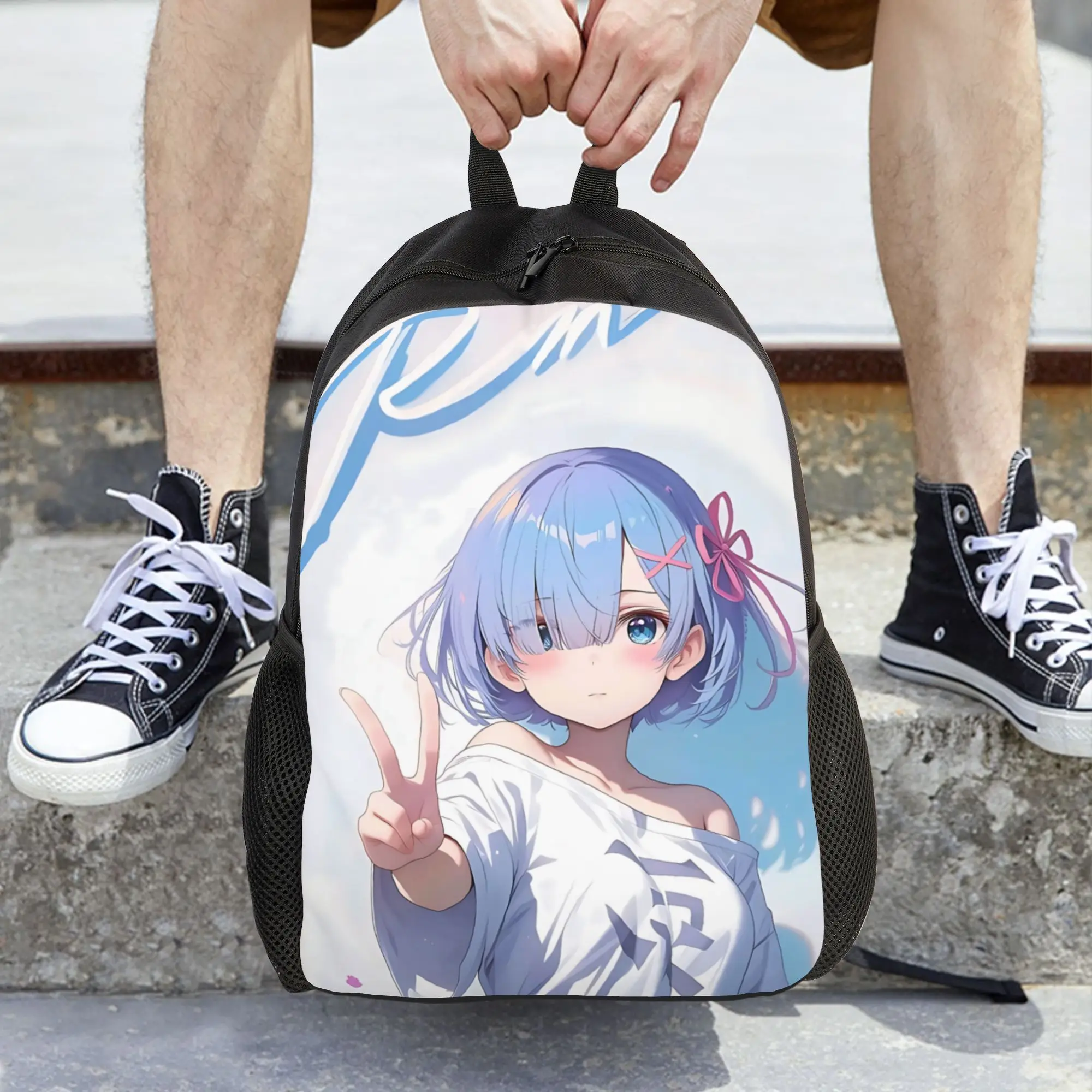 Fashion Cute Re ZERO Anime Rem Backpacks Its Bag  mochila High School Zipper Closure Rucksack