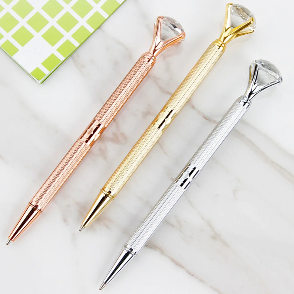 2pcs Carved Diamond Pen Gold Metal Ballpoint Roller Pens Fine Point Smooth Writing For Office School Work Study Gift Pens