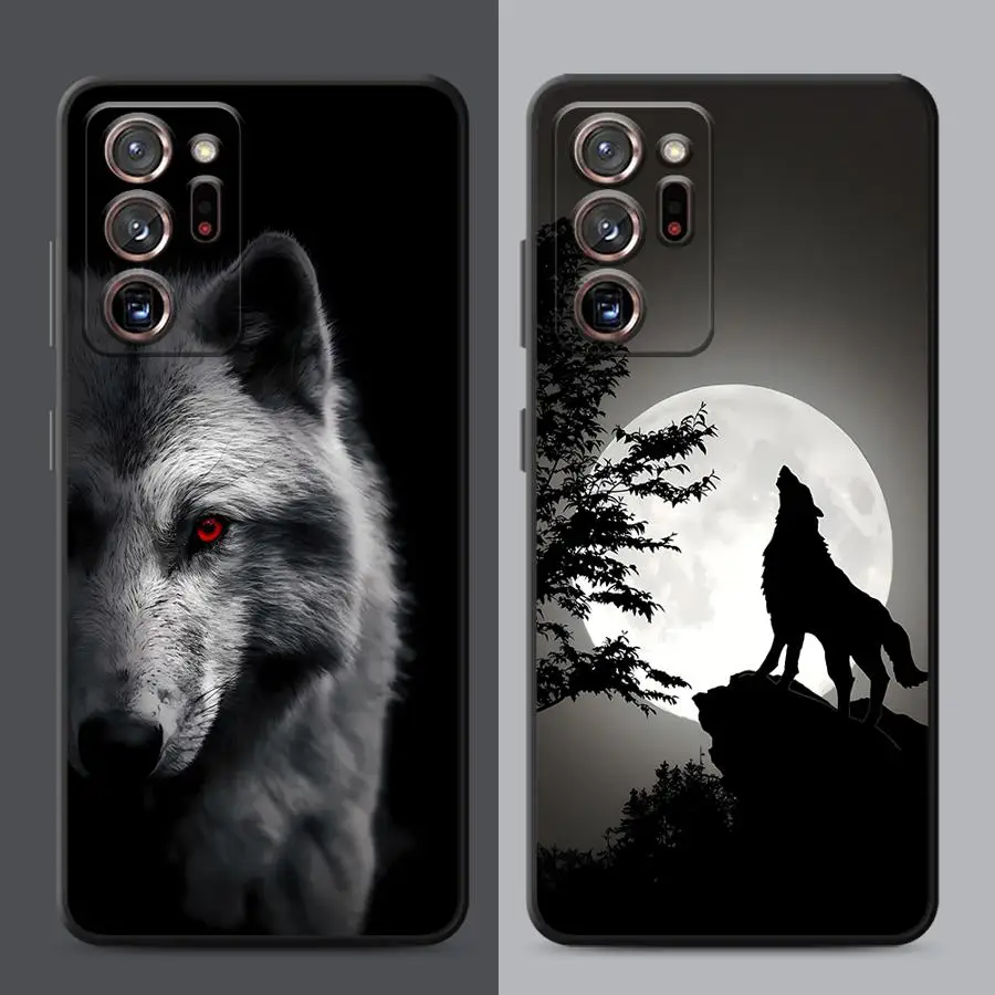 Custodia morbida per telefono Cool Wolf nera per Samsung Galaxy Note S10 10 Plus 8 S9 20 Ultra 9 S8