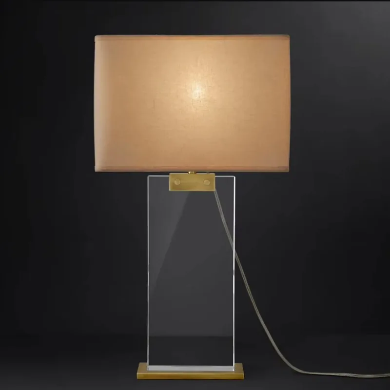 Antique brass desk lamp natural alabaster stone base hand-dyed linen rectangular lampshade E26 bedside table reading bulb