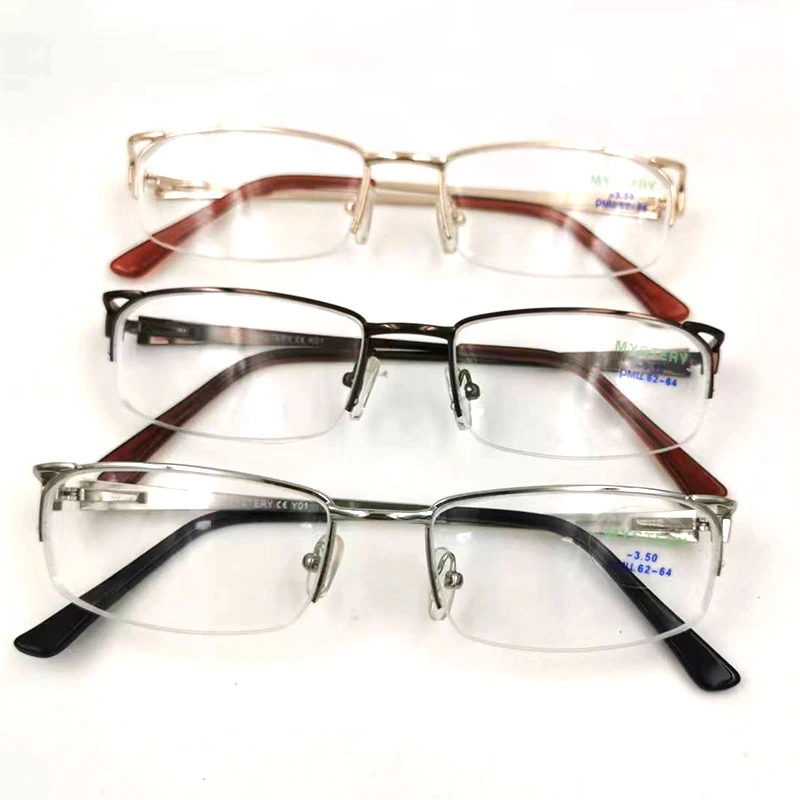 Russia Style Finished Alloy Myopia Glasses Half Frame Nearsighted Spectacles  Optical Eyewear Men Glasses