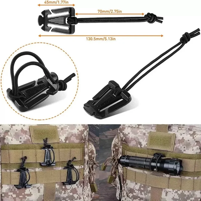 10/20Pcs Tactical Gear Holder Clip Elastic Strings Buckle  Webbing Attachment for Tactical Backpacks Bags