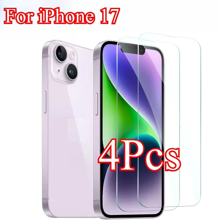 

4 шт. HD прозрачное защитное стекло для iphone 17 Air 16 15 14 13 Pro Max 17 Pro Защитная пленка для экрана для iphone 16 15 Plus 13 12 Mini