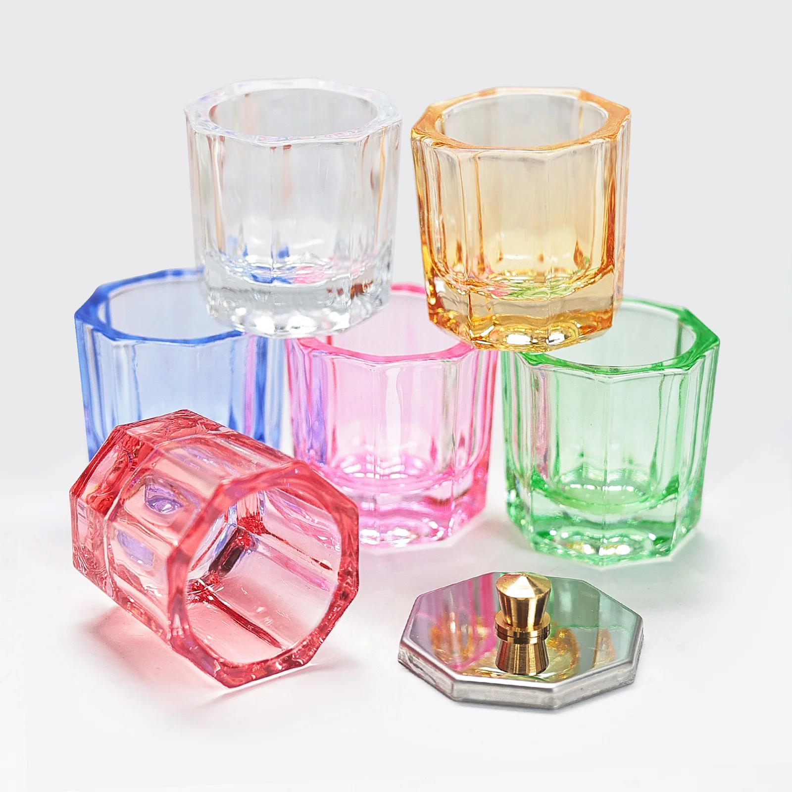 1pc Crystal Glass Cup for Acrylic Dish  Nail Cup Wash Brush Dental Mixing Bowl Nail Art Brush Cleaning Salon Manicure Tools