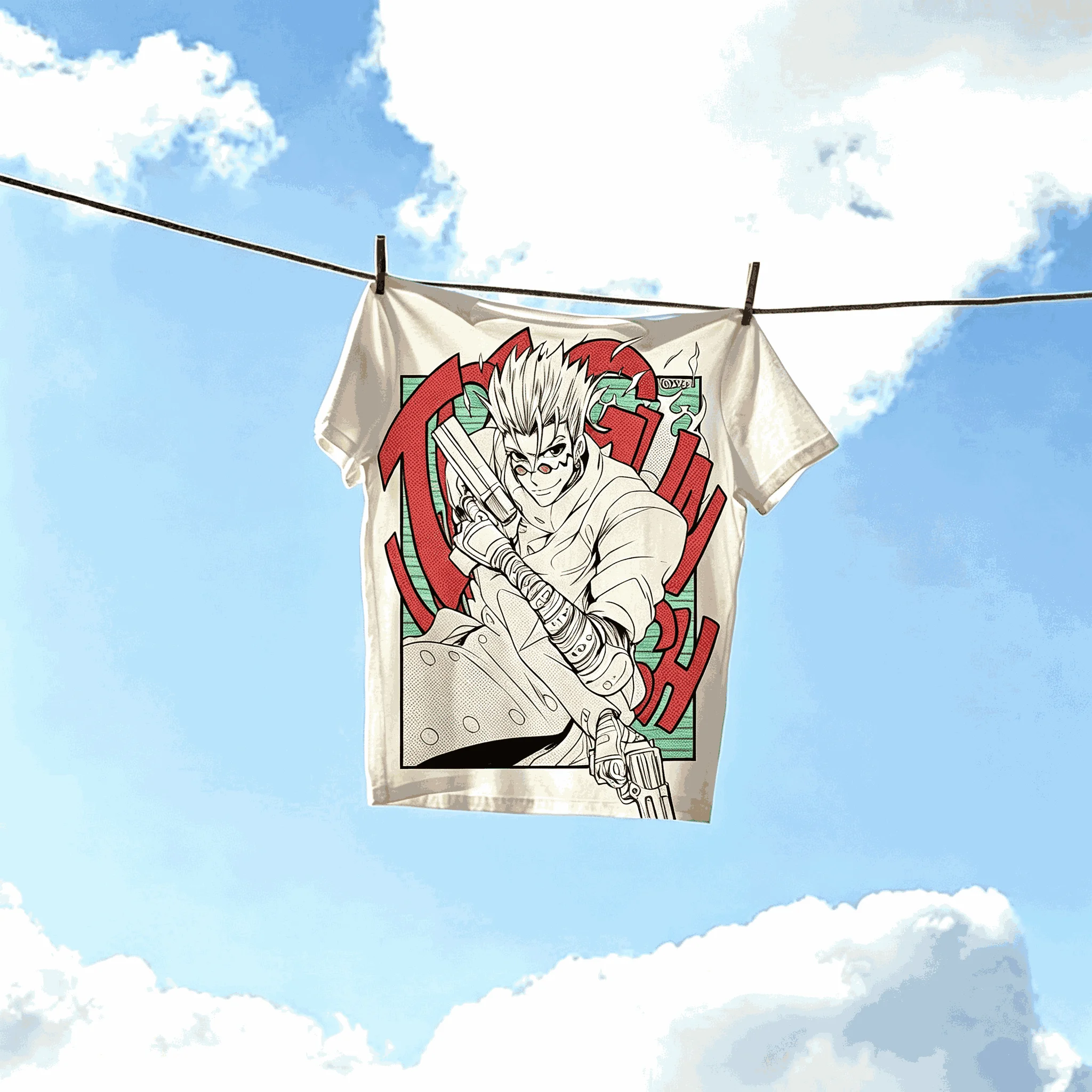 Trigun Oversized Unisex T-shirt Printed Cotton Neutral O-Neck Short Sleeve Vintage Loose Y2k Short Sleeves Classic Breathable