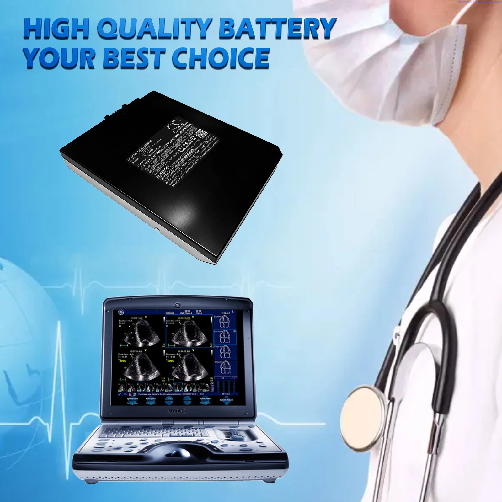 Сменная медицинская батарея Cameron Sino 14.4V 6400mAh M2824 M2839 5401269 для GE Echographe Voluson I Vivid I/q/S5/S6 Vivid-Q