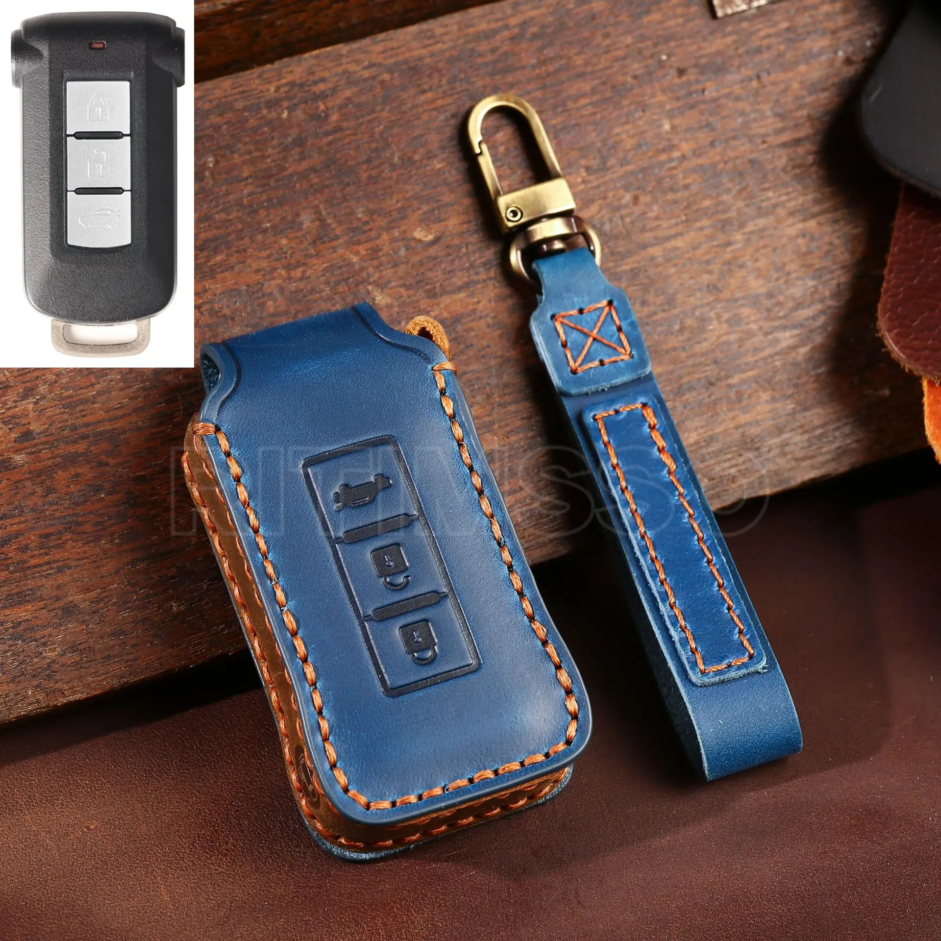 Leather Car Key Cover Case for Mitsubishi Delica D5  for Mitsubishi Outlander 2014 Pajero Delica Key Chains Car Accessories Bag