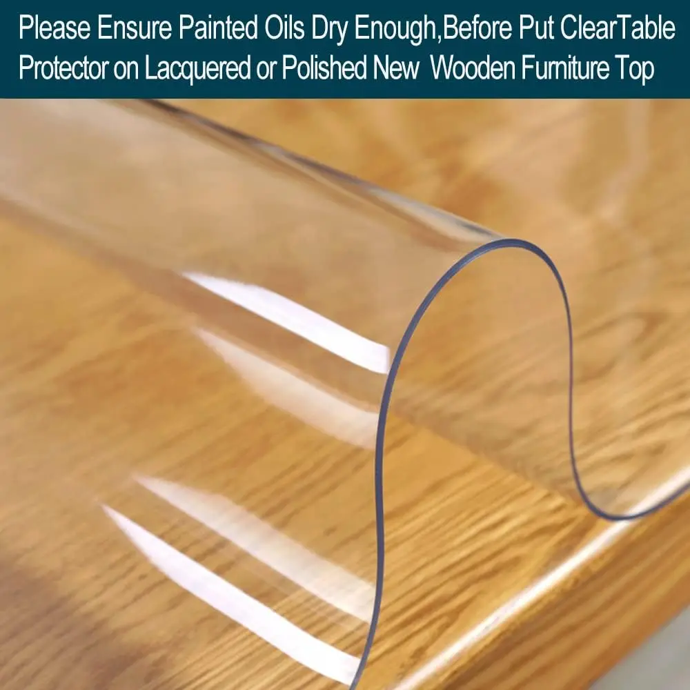 

39X84 Clear Vinyl Table Cover Protector 1.5Mm Thick Desk Pad Protector Cover Clear Plastic Table Mat Tablecloth Protector For