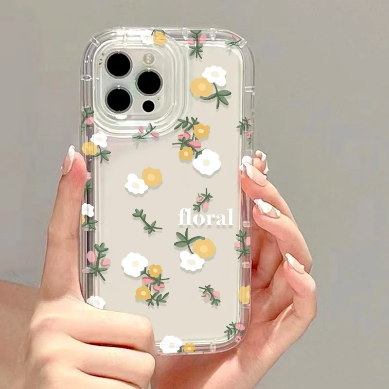 Flower Clear Phone Case For iPhone 14 16 13 11 15 12 17 Pro Max Air 16E XR 7 8 Plus SE 2022 Shockproof Silicone Soft Cover Funda