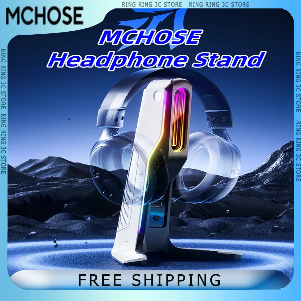 MCHOSE RGB Headphone Stand USB Port Desktop Headset Esports Gaming Headphone Holder Earphone Display Custom Earphone Accessory