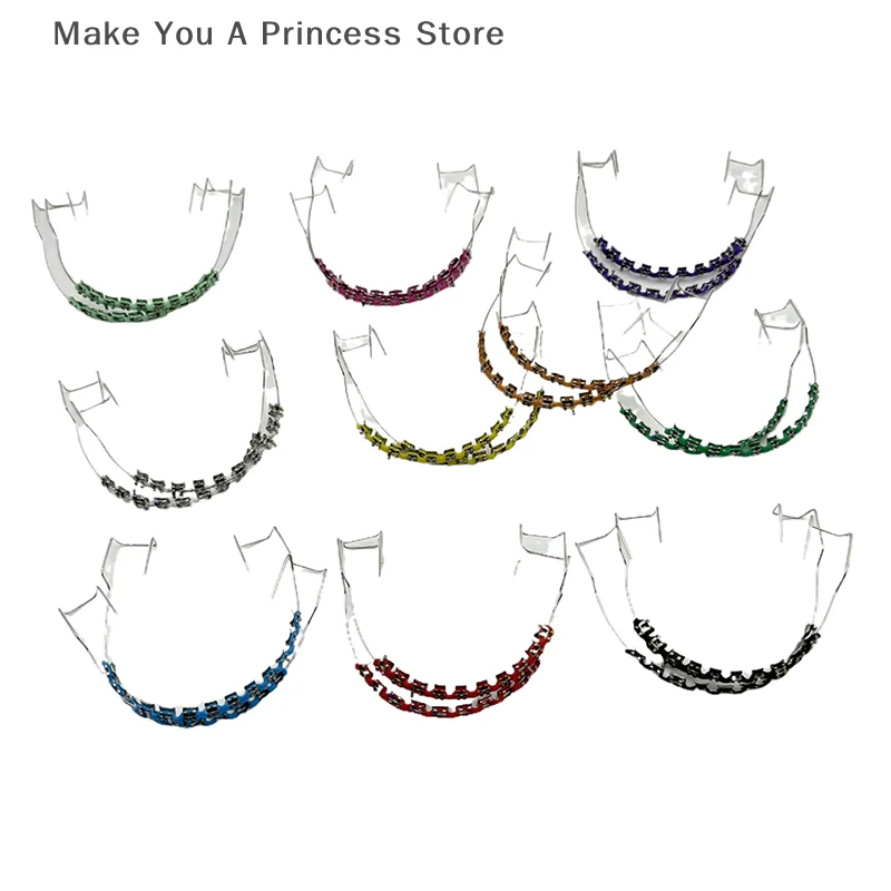 

1Pair Dental Metal Braces Archwire With Hooks Metal Bracket And Orthodontic Ligature Ties Colorful Temporary Tooth Decoration