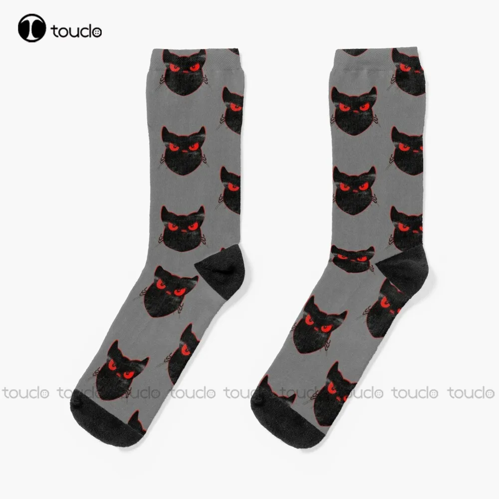 Scary Black Cat Distressed Socks Halloween Soft Socks Fashion Creative Leisure Funny Art Abstract Oil Painting Socks Cartoon