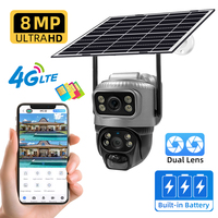 V380 Pro Dual-Lens 4G Network Security Camera 8MP 4K Outdoor Waterproof CCTV Night Vision Smart Home Surveillance IP Camera HD