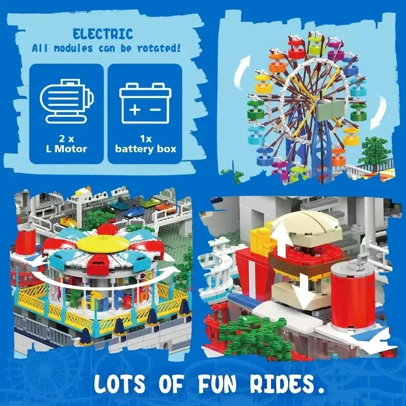 Display-worthy MKing 11022 Amusement Park Building Block High Difficulty Giant Puzzle Model Assembly Creative Birthday Gift