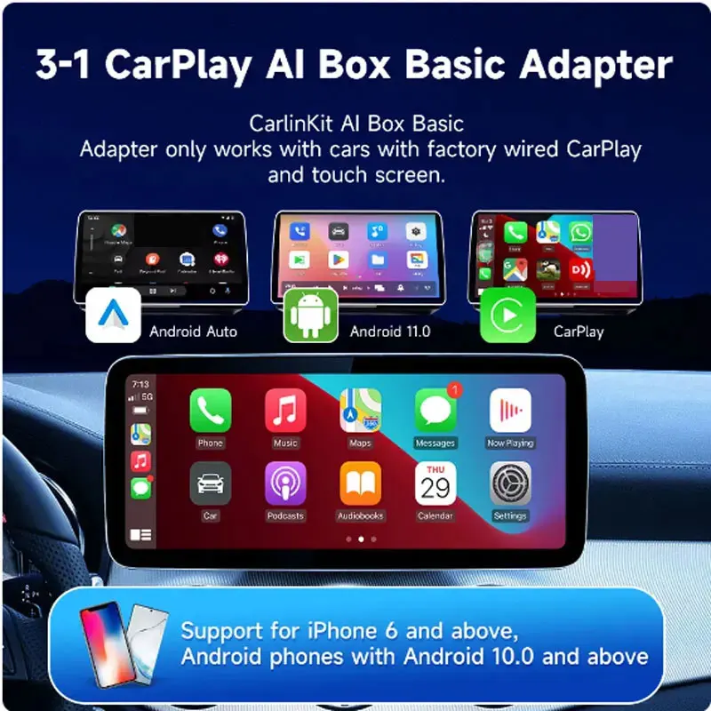 WiFi Wireless CarPlay Android 11 Ai Mini Box Wireless Android Auto Adapter Dongle Support Online Watching Video Auto Connect Box