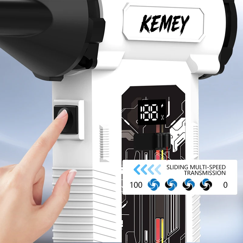 Secador de Pelo Inalámbrico Kemey A5 Funciona con Batería Soplador de Hojas Profesional Súper Potente