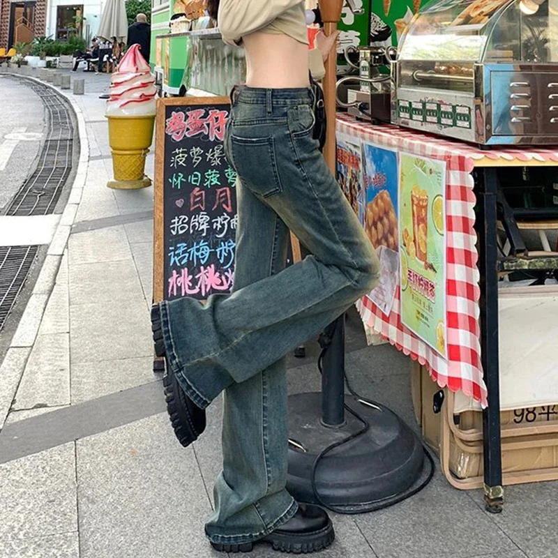 جديد خمر عالية الخصر مضيئة الجينز النساء الخريف الشارع الشهير سراويل جينز الإناث مثير سليم صالح طويل الدنيم السراويل الإناث