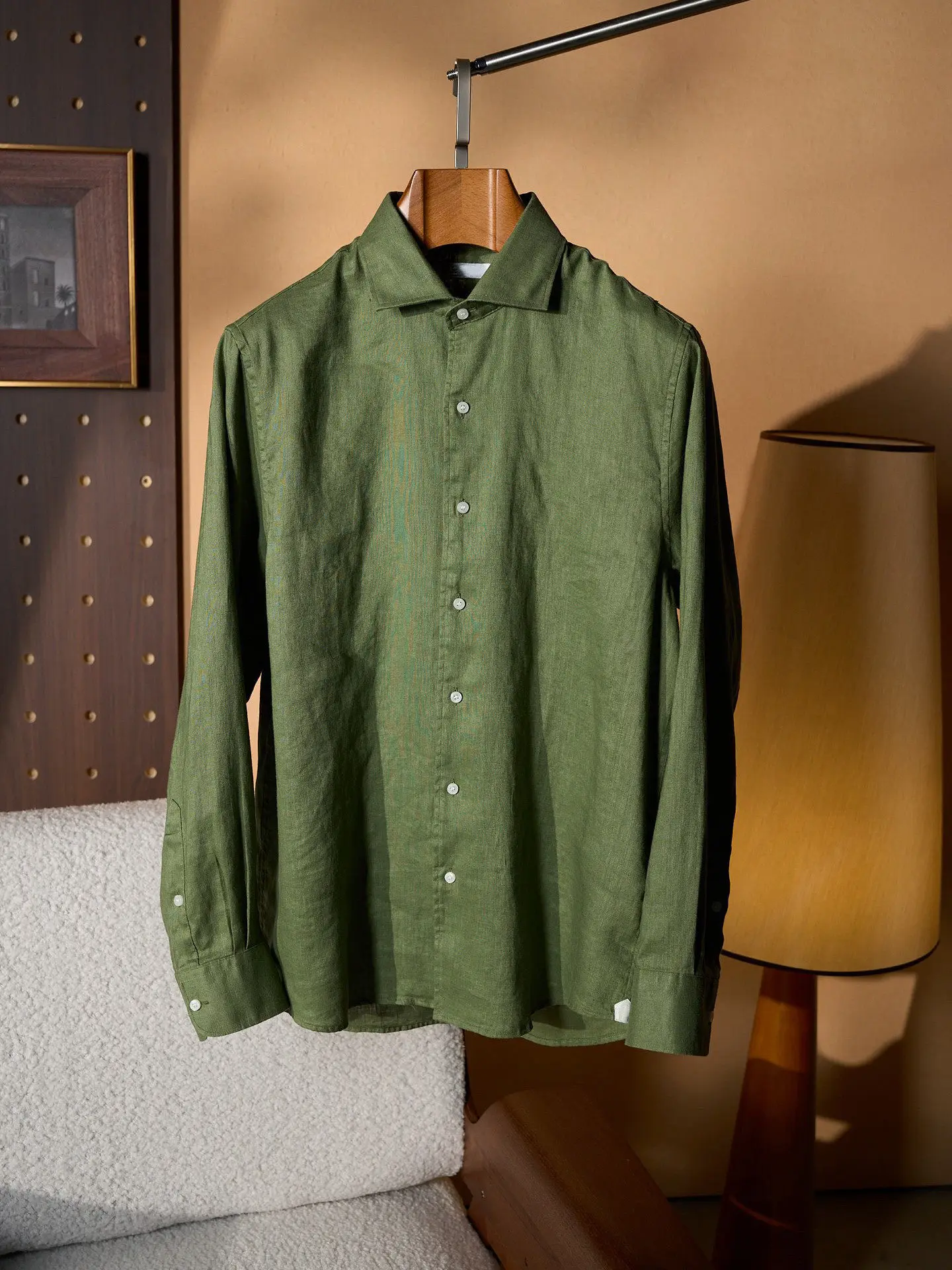 

Italian pure linen LP solid color business long-sleeved shirt