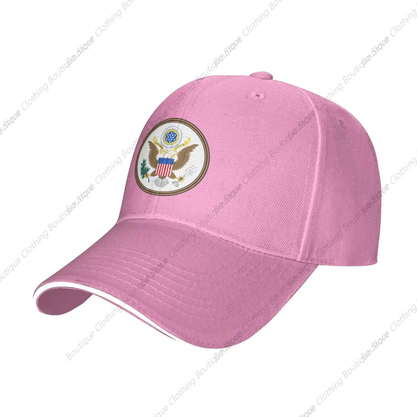 Sombrero con emblema nacional de los Estados Unidos, gorra de béisbol con soporte de escudo de los Estados Unidos, sombrero americano para hombre y mujer, color rosa