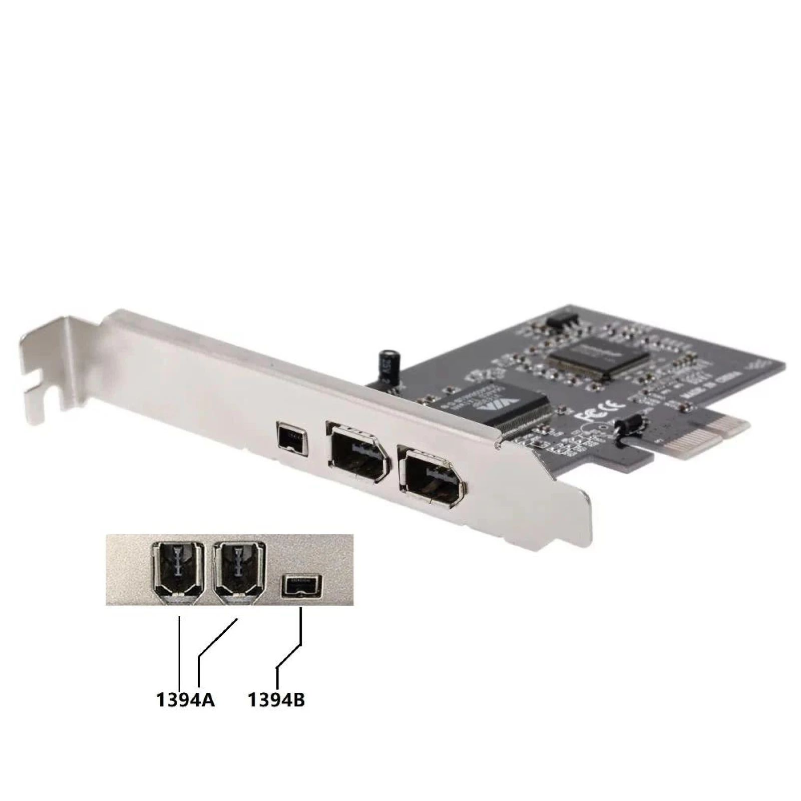 PCI-E 3 Ports 1394a 1394b Firewire Expansion Card 2 x 6 Pin + 1 x 4 Pin for Desktop PC Data Transfer Rates 800 400 200 100Mbps