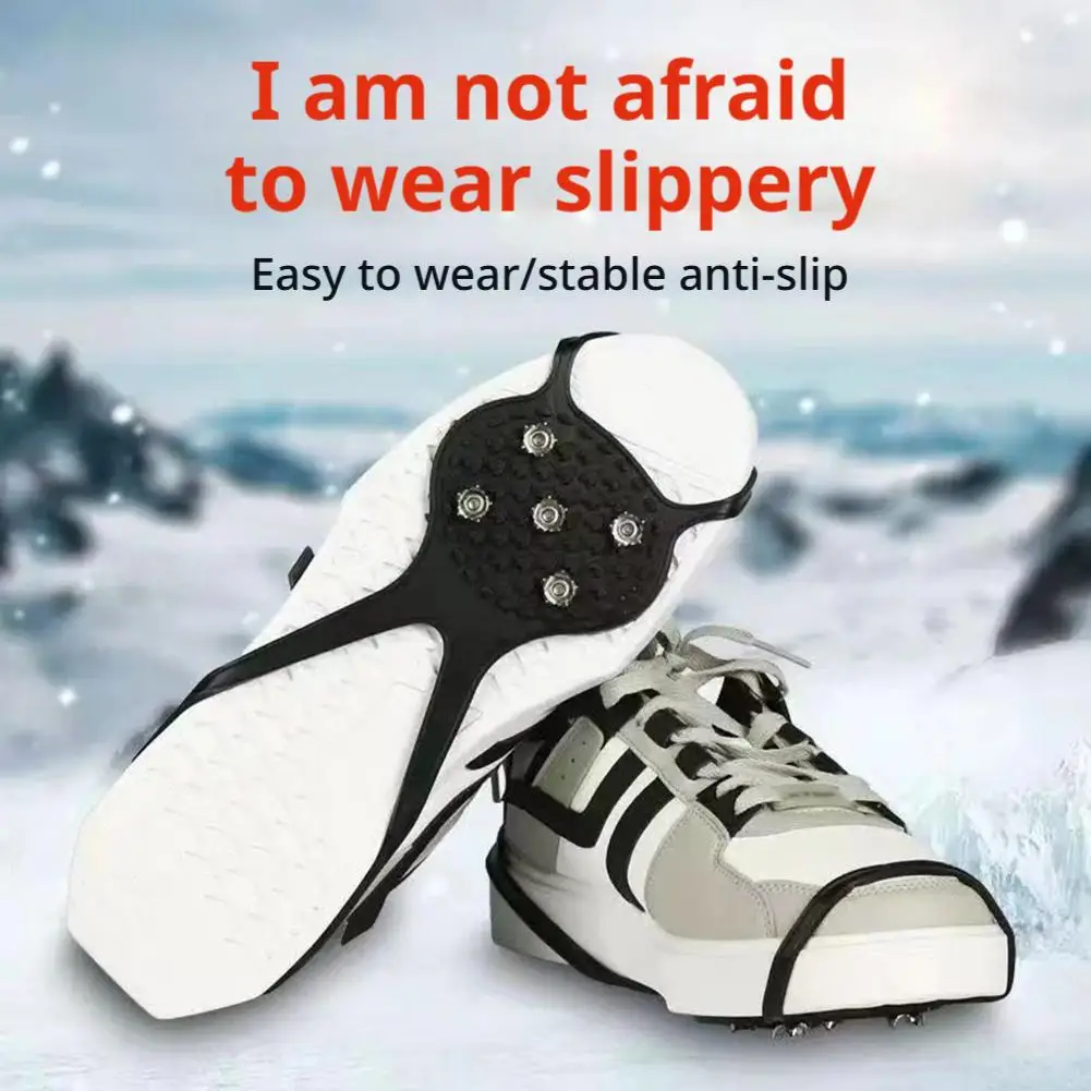 1 pair of anti slip shoe covers, outdoor anti slip artifact, winter mountaineering shoe studs, snow ground five tooth ice claws image 3