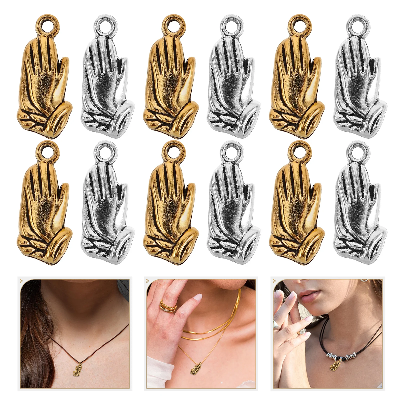 

100pcs Prayer Hand Charms Alloy Pendants Vintage Praying Hands For Diy Jewelry Making Necklace Keychain Crafts Durable