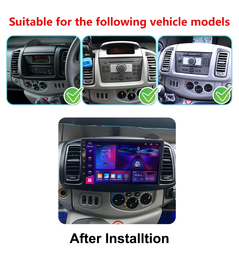 Cortex-A76 Octa-Core Android 16 For Opel Vivaro A For Nissan Primastar 2001 - 2014 Stereo Head Unit Multimedia Player CPU HDR BT