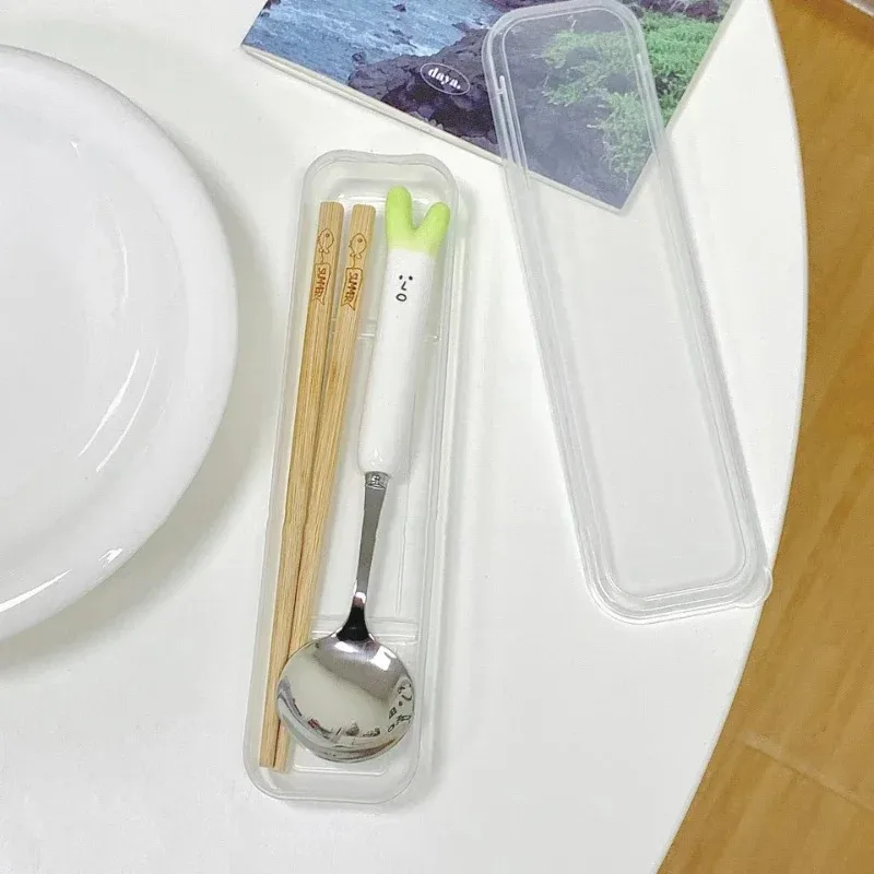 1/Pcs New Product for School Student Portable Spoon and Chopsticks Set Cute Rice Spoon and Soup Spoon  Spoon and Fork Two-in-one