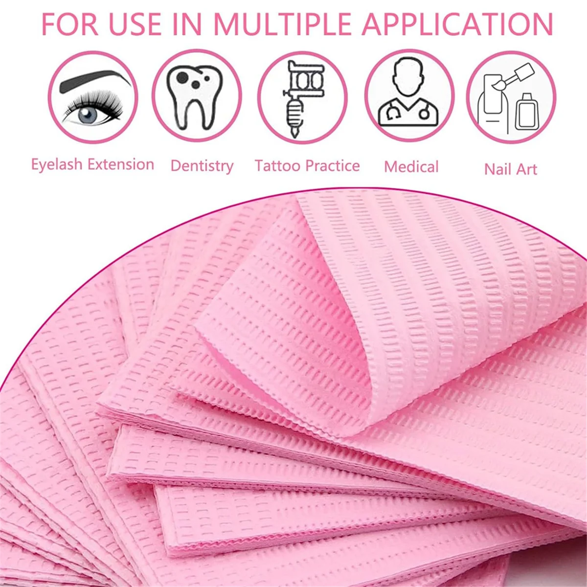 125PCS Disposable Nail Art Table Towels Mat 13 X 17inch Waterproof Nail Art Mat Paper Sheet Clean Pads Tattooing Pink