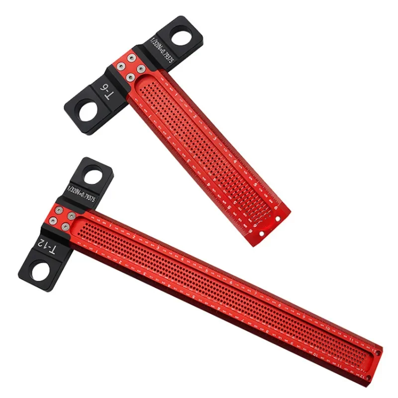 6/12 INCH Woodworking Scribe T-type Square Hole Scribing Ruler Crossed-out Line Drawing Marking Gauge Carpenter Measuring Tool