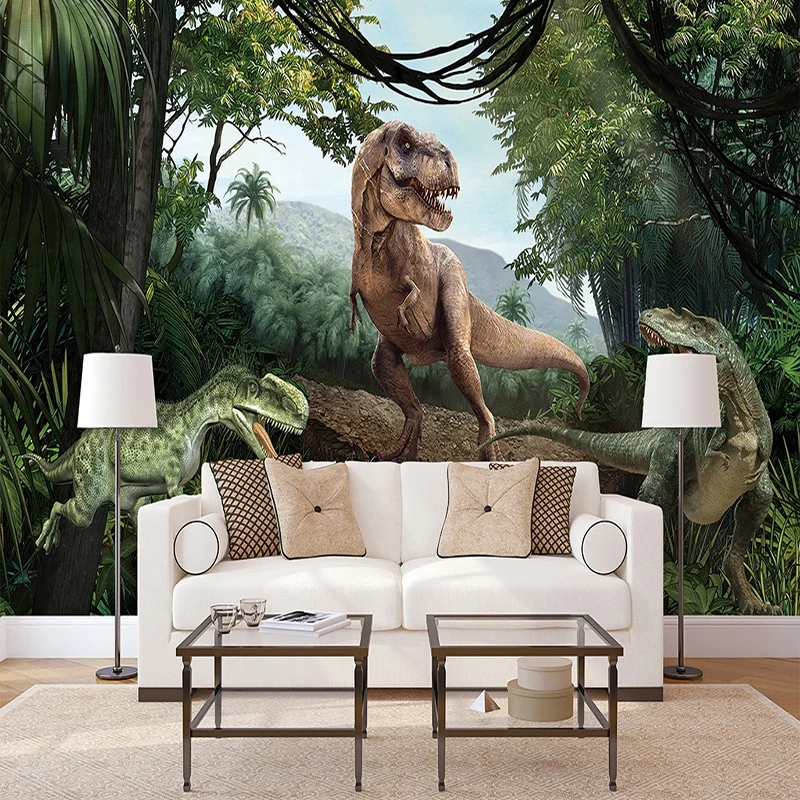 Custom Any Size Mural Wallpaper 3D Stereo Dinosaur Forest Wall Painting Children's Bedroom Creative Home Improvement Photo Mural