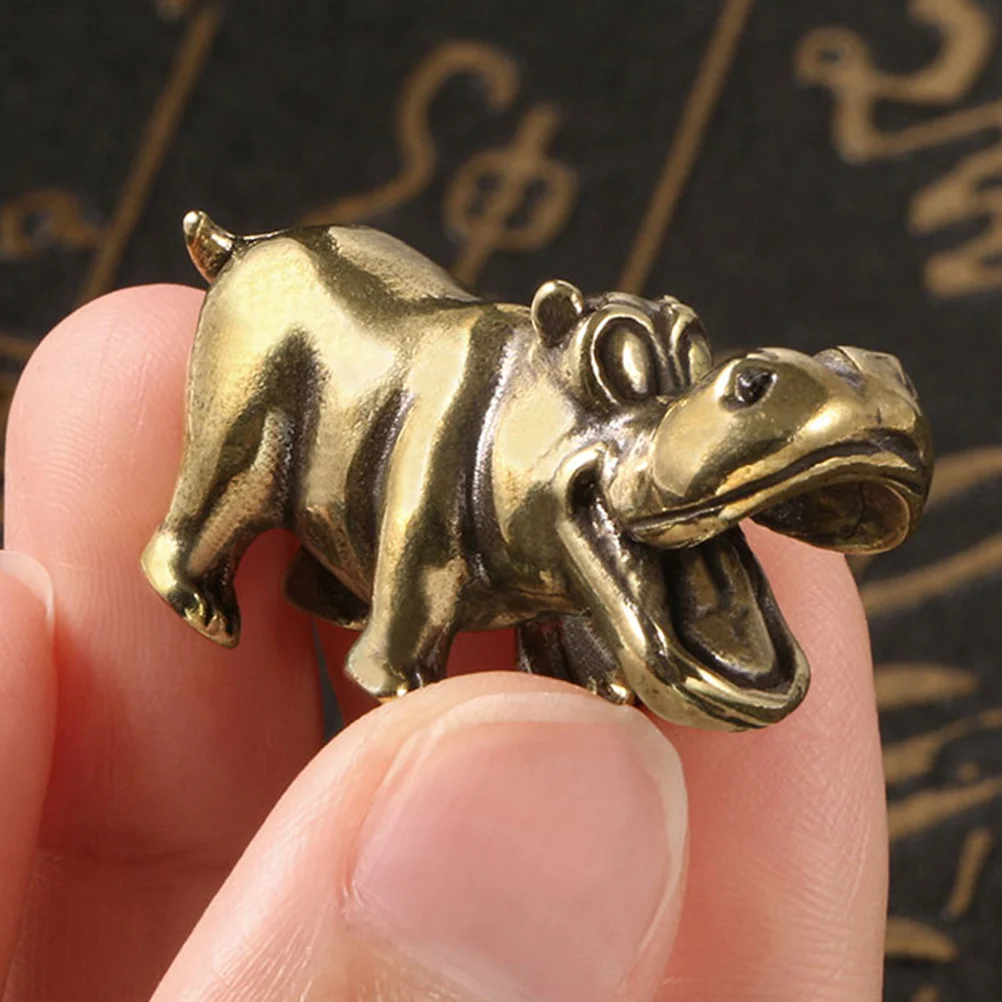 

2Pcs Brass Hippo Ornament Vintage Desktop Decoration Creative Hippo Sculpture for Home Office Tabletop Decor Brass Decor