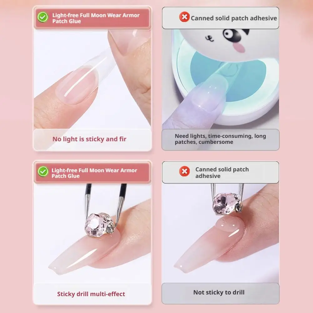 กาวเจลติดเล็บแบบแข็งแรง 1 ชุด กาวติดเล็บยูวีสำหรับติดเพชรพลอย เรซิ่น อัญมณี เครื่องประดับ DIY กาวติดเล็บปลอม