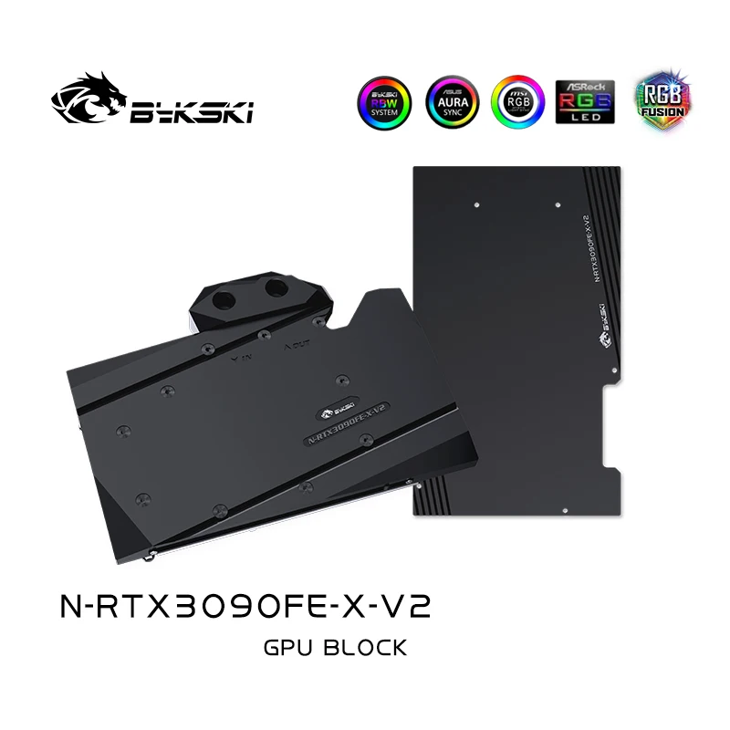 Imagem -02 - Bykski Uso Bloco de Água para Nvidia Rtx3090 Fundador Edição Gpu Cartão Bloco Cobre Caber 3090 fe Placa Vídeo Backplate A-rgb Rura