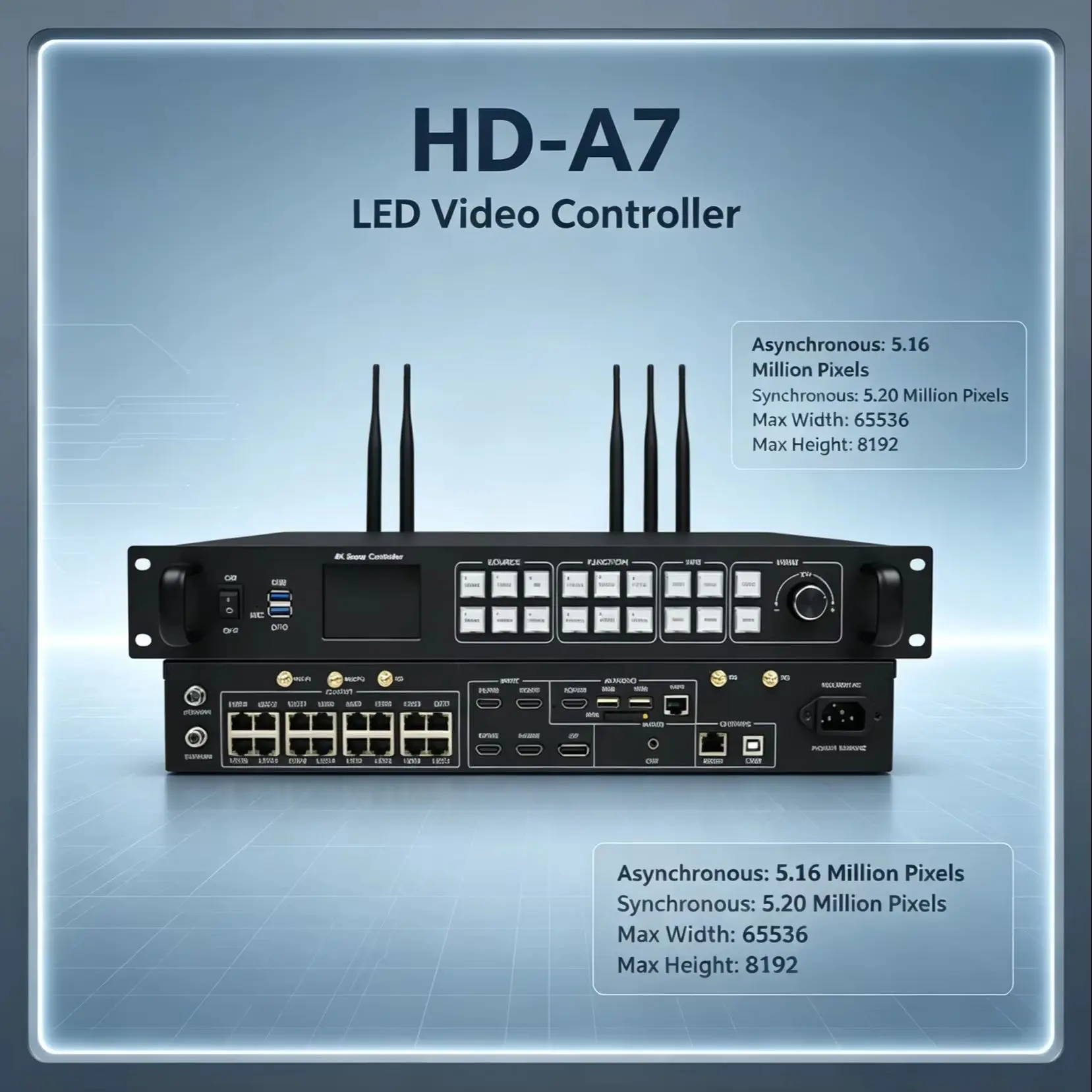 HD‑A8 4K LED Video Controller Asynchronous 8.29MP Synchronous 10.40MP Max 65536×8192 LED Screen Control Card