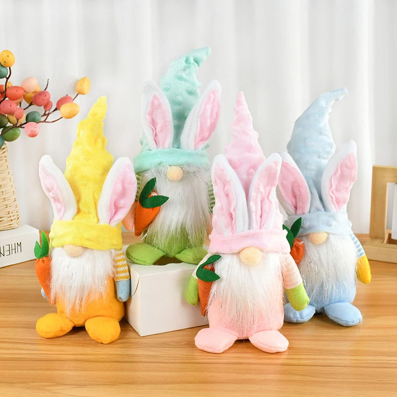 1pc Kids Easter Gifts Faceless Gnome Rabbit Dolls Bunny Carrot Dwarf Plush Doll Spring Easter Hanging Decoration For Home Decor