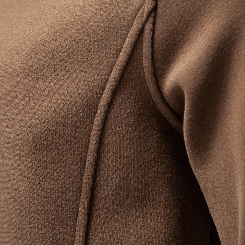 AIOPESON Herren Pullover mit halbem Reißverschluss, Stehkragen, einfarbig, warm, gemütlich, langärmelig, Sweatshirt, Herbst-Winter, lässig, leicht, Oberteil – Detail 13