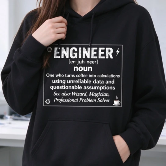 Engineer Definition Hoodie Funny Sweatshirt Engineering Student Gift Problem Solver Shirt Coffee Top Tech Humor Apparel STEM