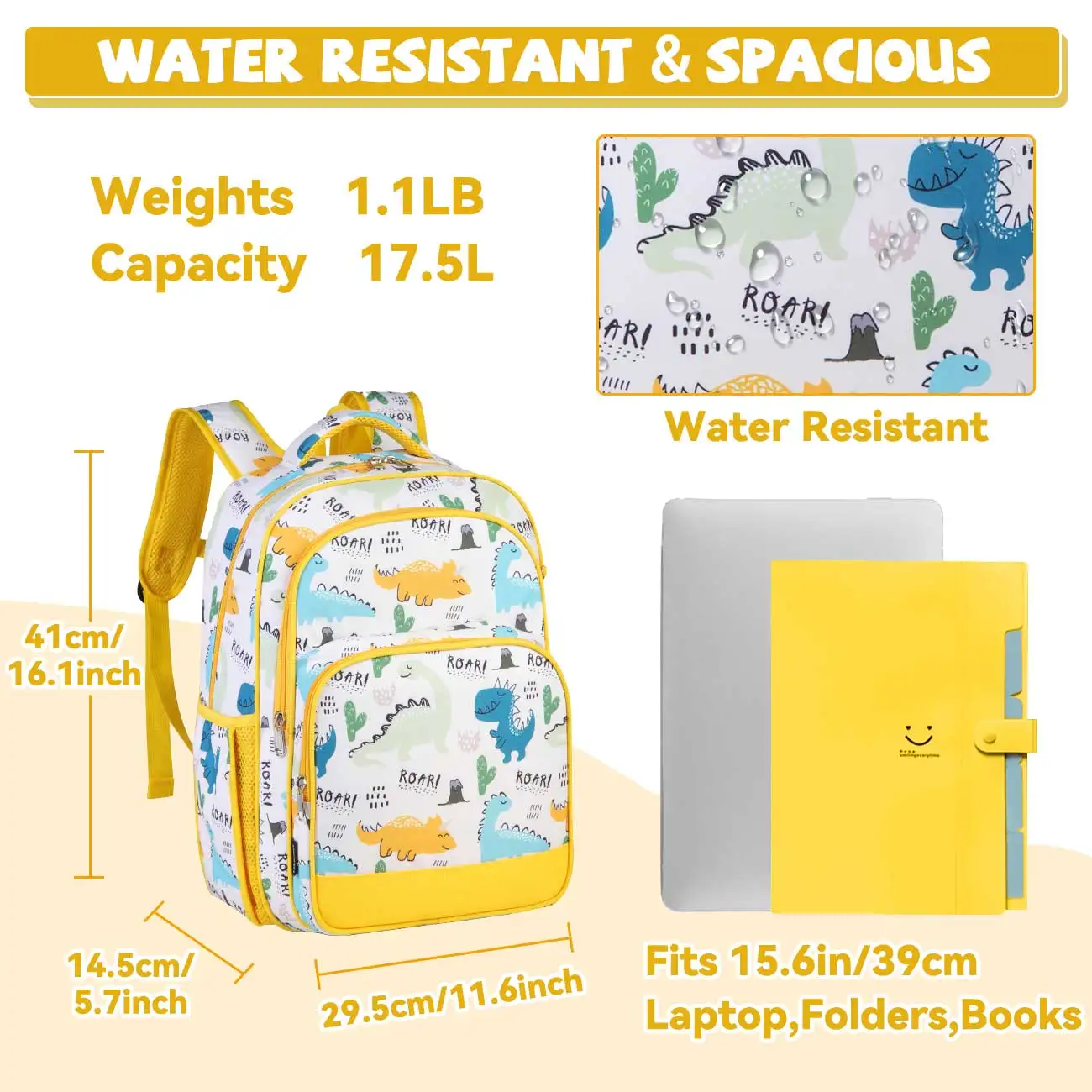 Kids backpacks, 16in Water Resistant Boys Girls Backpack for Preschool/Primary/Elementary School Bookbag