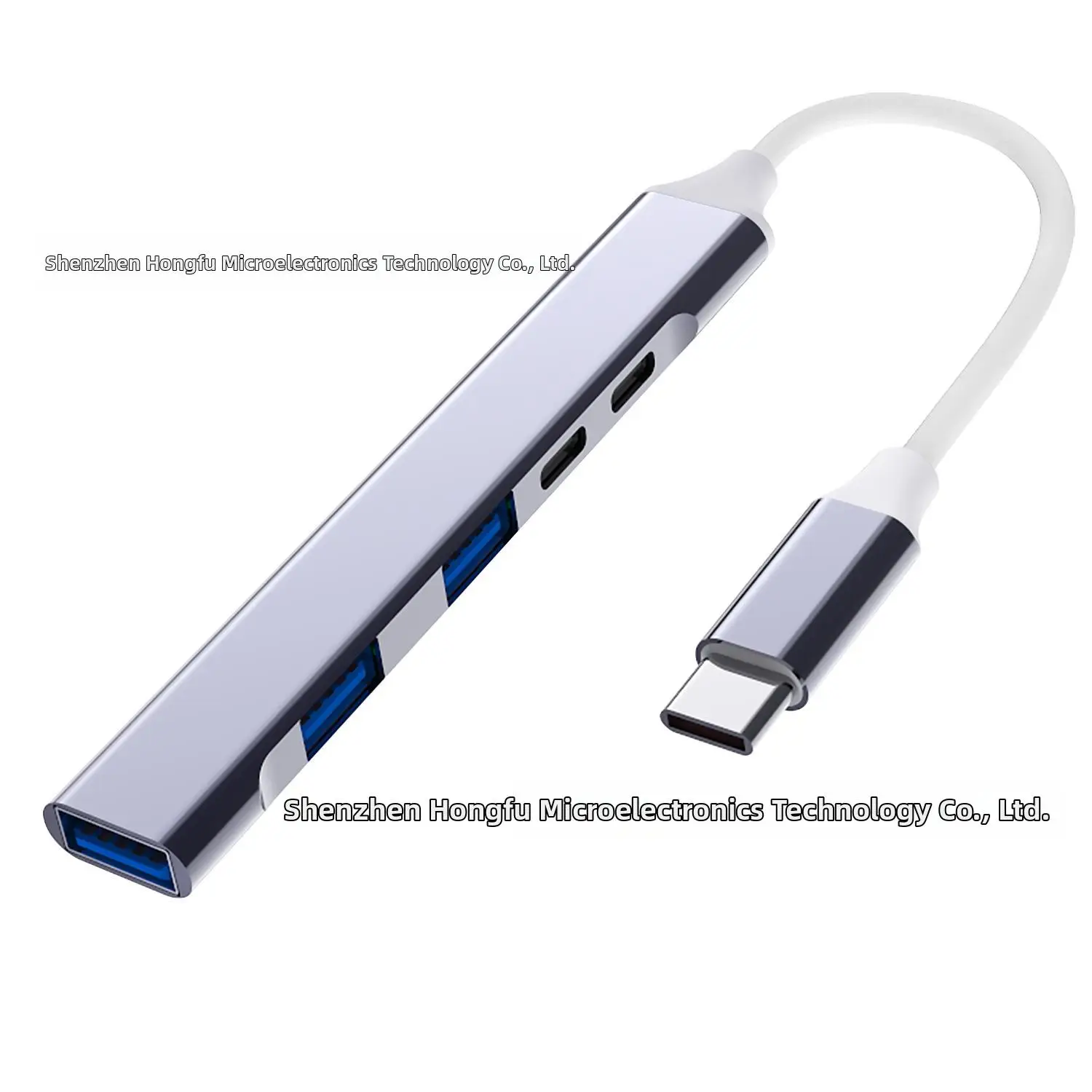 Five-In-One Type-C Docking Station USB Hub Expansion PD100W Splitter USB Extender Silver/Gray High-Speed Transmission