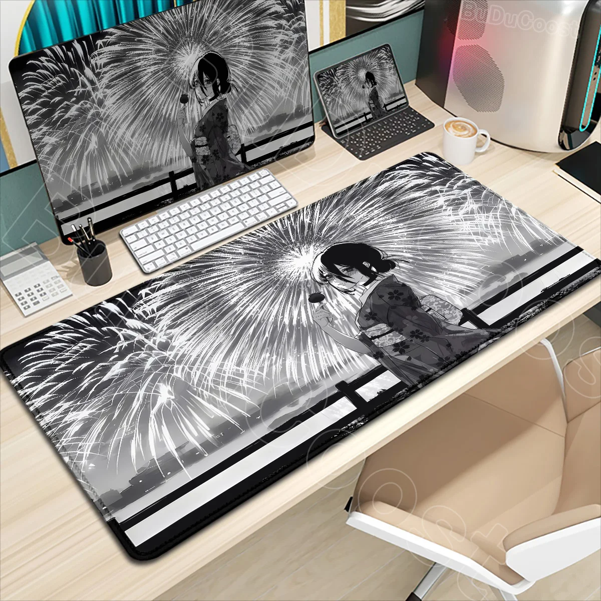 

Cute Black and White Kawaii Anime Girl Makima Reze Mousepad Keyboard Pad PC Desk Mouse Mat C-chainsaw Man Laptop Gaming Mousepad