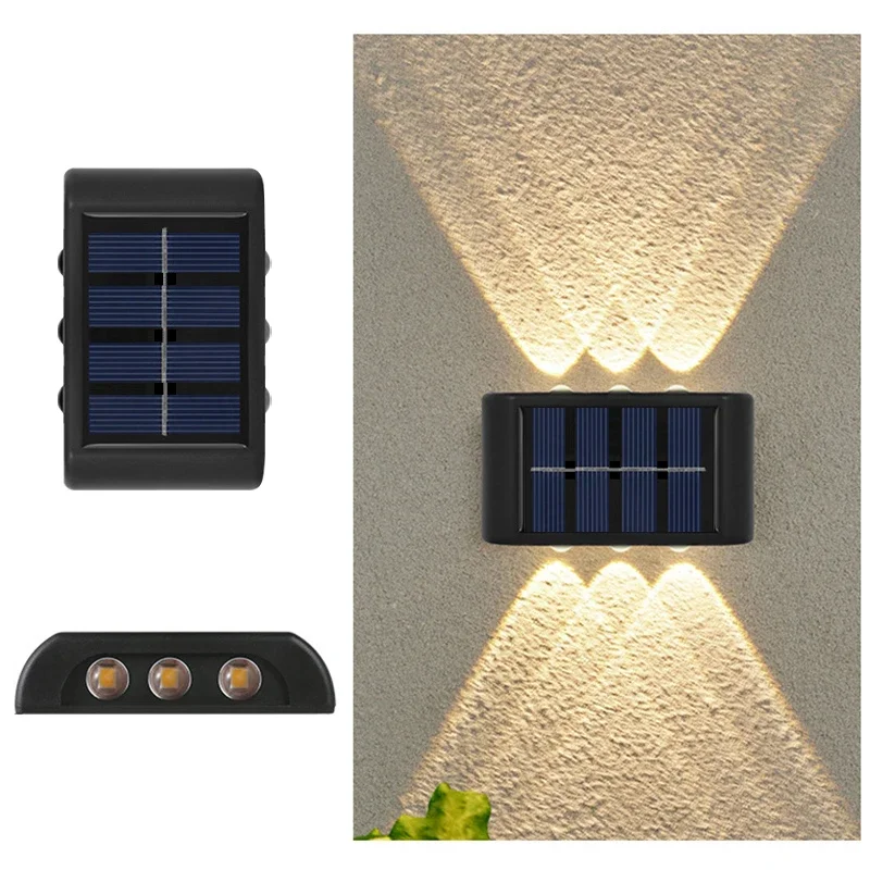 LED-lamp op zonne-energie, waterdichte wandlamp voor buiten, hekverlichting van zonsondergang tot zonsopgang voor zomertuin, veranda, loopbrug, camping, huis, december