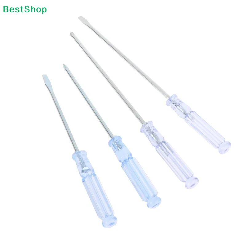 4Pcs Transparent Blue Handle Screwdriver Set Slotted Cross Manual Screw Driver Household Maintenance Repair Hand Tool Kit