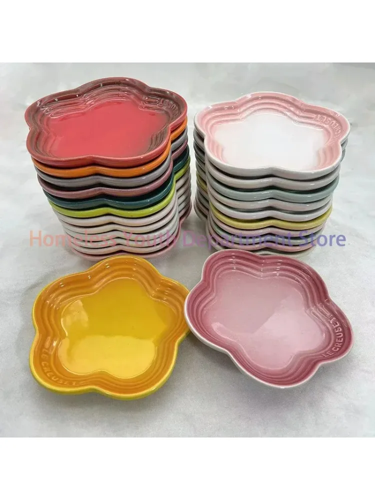 14cm Plum Blossom Small Plate Sauce Plates French Cool Color Cake Dish Gradual Spit Bone Dishs Tableware Ceramic Dessert
