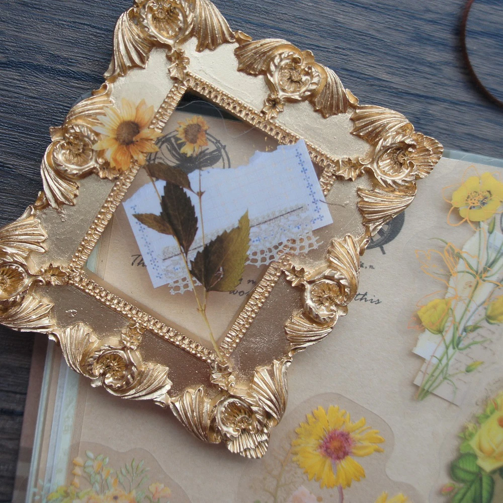 28 قطعة من النباتات الجافة بخط ذهبي مخفي في كتاب ملصق على شكل قصاصات يمكنك صنعه بنفسك علامة تزيين ملصق تعبئة الهدايا