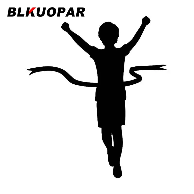

BLKUOPAR Boy Crosses Finish Line Car Sticker Personality Decals Funny Occlusion Scratch Motorcycle Waterproof Decal Accessories