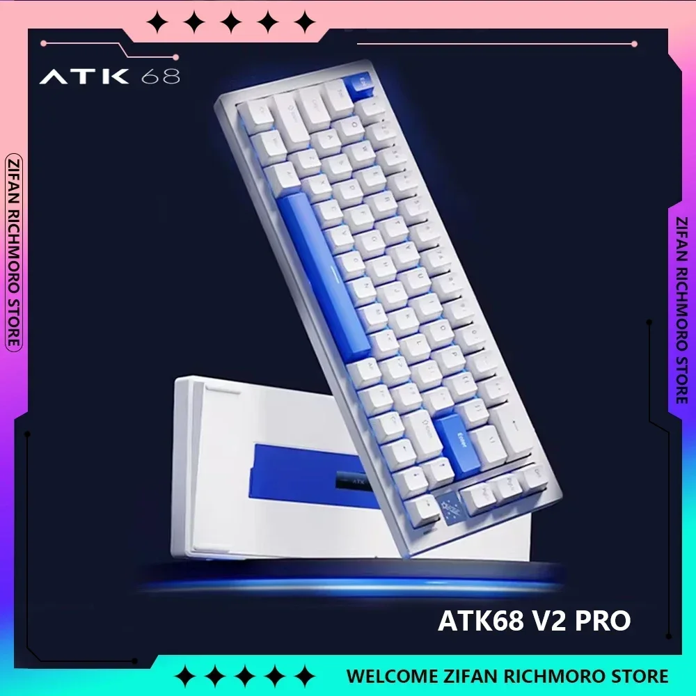 Atk68 V2 Pro Custom Aluminium Alloy PBT Keycaps Mechanical Keyboard Low Delay Rgb Hot Swap Esports Gamer Keyboard for Accessory